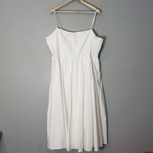 J.Crew $178 A-Line Stretch Cotton Poplin Midi Dress White Size 18 BR447